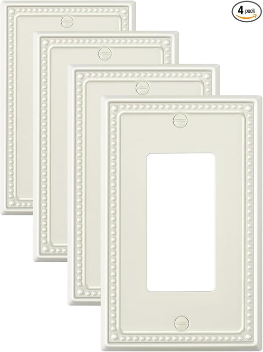 4-Pack Decorator Outlet Cover Plate, Decorative Switch Plates and Outlet Covers, Light Almond Metal Wall Plates for Electrical Outlets, Receptacle, GFCI Outlet, Dimmer Switch