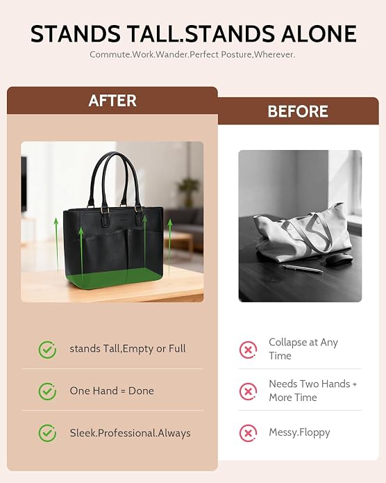 Laptop Tote Bag for Women, Leather Work Tote - Image 7