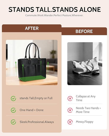 Laptop Tote Bag for Women, Leather Work Tote - Image 7