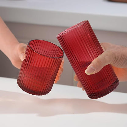 Ribbed Drinking Glasses 8pcs, 12oz and 10oz Glassware, Tumbler Glasses Cup Set - Image 4