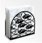 School of Fish Decorative Black Metal Napkin Holder for Table, 5.3"x4.9"x1.9" Shoal of Fish Ocean Animal Standing Napkin Holder for Home Kitchen Restaurant Picnic Coffee Bar Dining Room