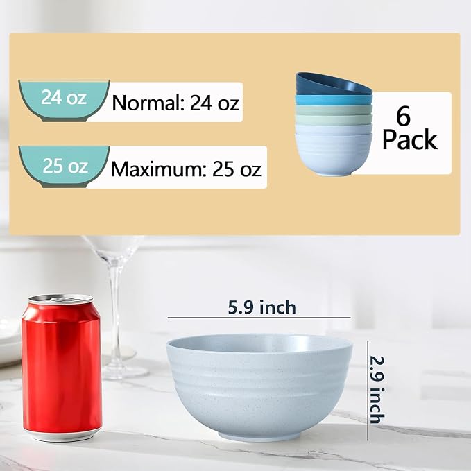 Unbreakable Cereal Bowls 25 OZ Microwave and Dishwasher Safe BPA-Free - Image 3