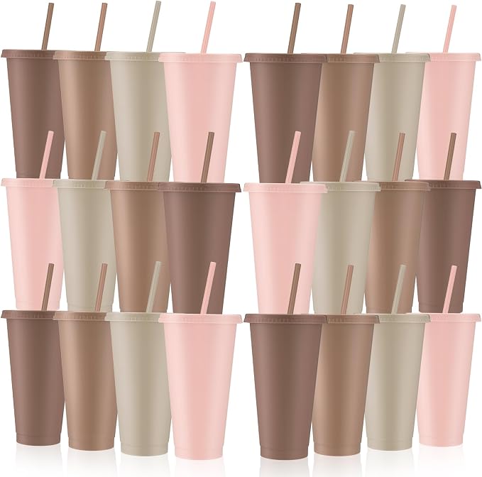 Skylety 24 Pcs Boho Plastic Cups by Skylety