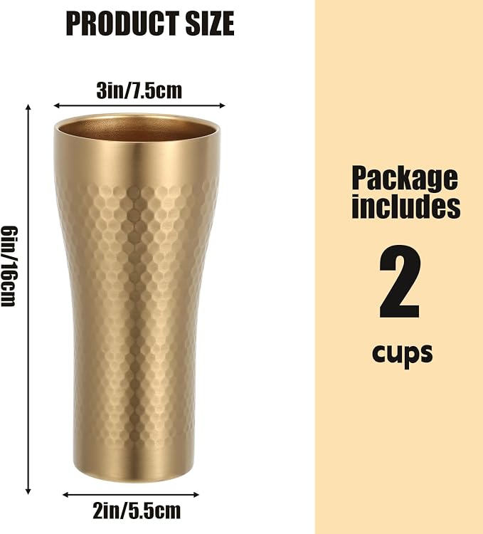 Textured Stainless Steel Cups 14 oz, 2 Pack Stackable Double Wall Insulated - Image 6