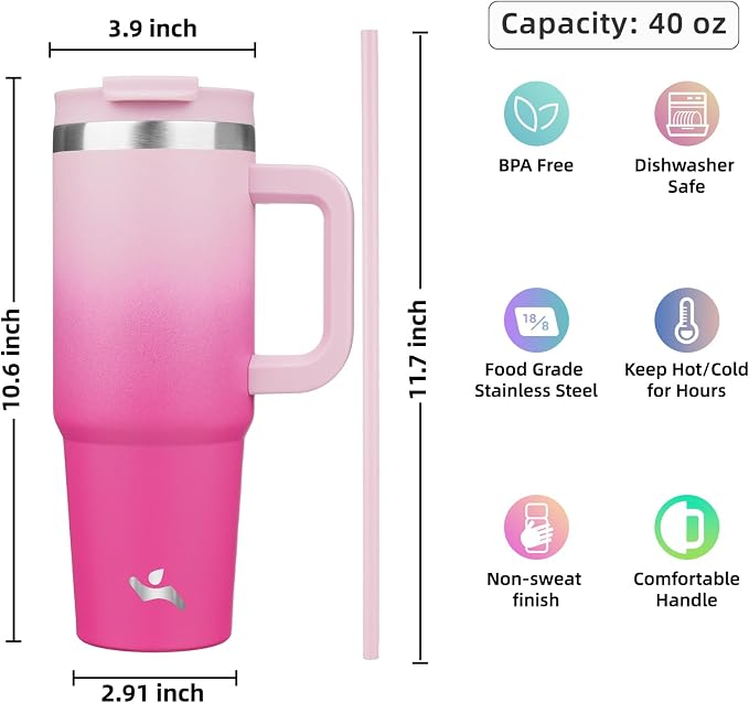 Konokyo 40 oz Insulated Tumbler Water Bottle - Image 4