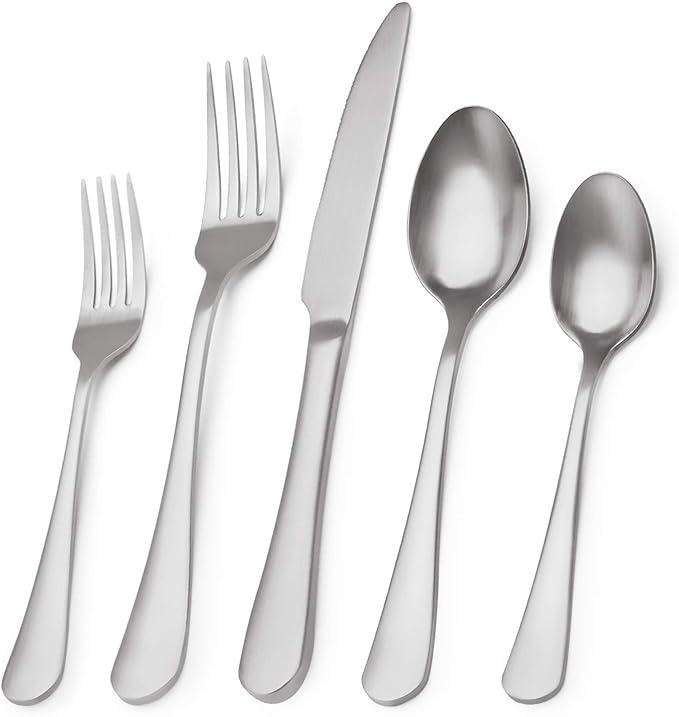 Matte Silverware Set, 20-Piece Stainless Steel Flatware Set, Kitchen Utensil by Sharecook