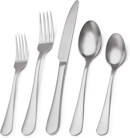 Matte Silverware Set, 20-Piece Stainless Steel Flatware Set, Kitchen Utensil by Sharecook