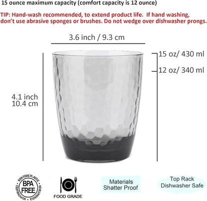 KOXIN-KARLU Hammered 15-ounce and 26-ounce Plastic Tumbler Acrylic Glasses - Image 2