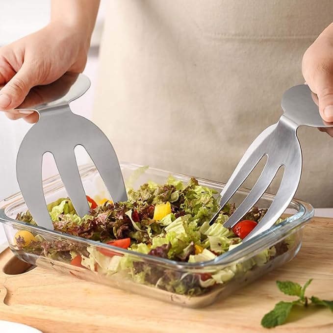 ARFUKA Salad Servers Stainless Steel Salad Hands Serving Hands Salad Forks - Image 3