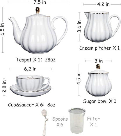 Sweejar British Royal Porcelain Tea Set, 8 OZ Cups & Saucer Service - Image 3