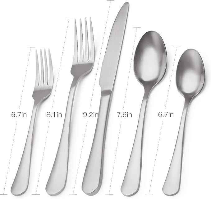 Matte Silverware Set, 20-Piece Stainless Steel Flatware Set, Kitchen Utensil - Image 2