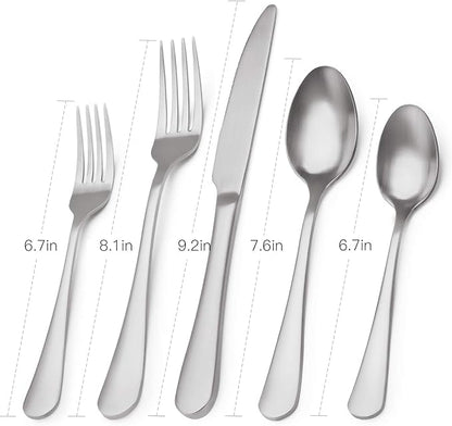 Matte Silverware Set, 20-Piece Stainless Steel Flatware Set, Kitchen Utensil - Image 2