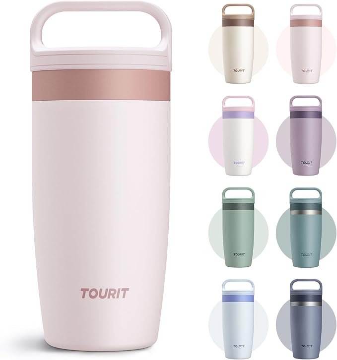 TOURIT Travel Coffee Mug 16 oz, Leakproof 2-Part Drink Lid Coffee Tumbler Cup by TOURIT