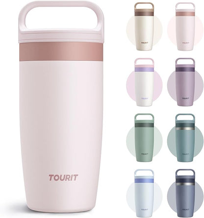 TOURIT Travel Coffee Mug 16 oz, Leakproof 2-Part Drink Lid Coffee Tumbler Cup by TOURIT