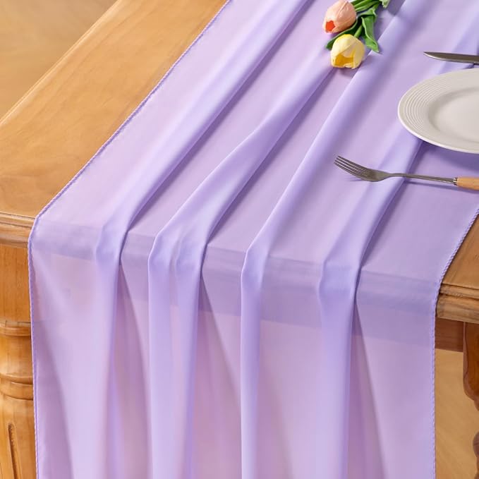 Lilac Chiffon Table Runner Summer Boho Wedding Birthday Party Decor | 10ft by Socomi