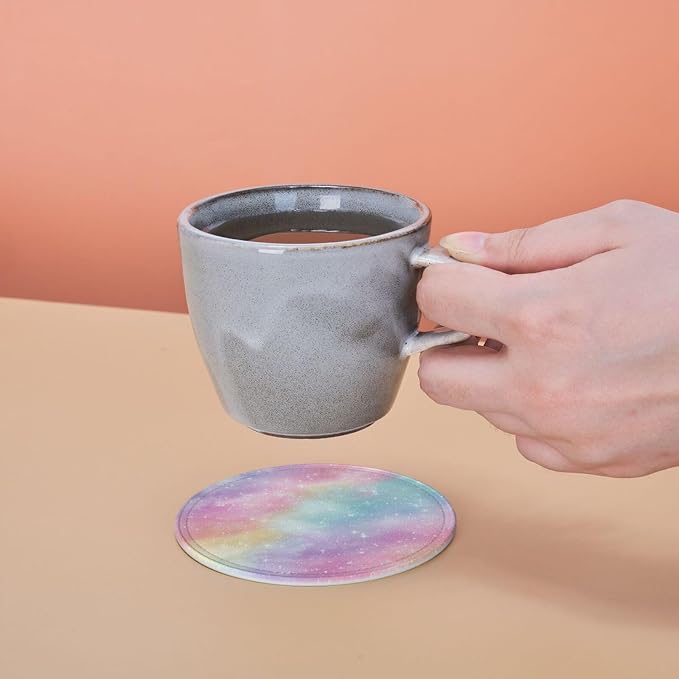 Colorful Rainbow Leather Coasters Set of 6 - Image 8