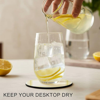 Yellow Grid Coasters Set of 2, Absorbent Coasters - Image 2