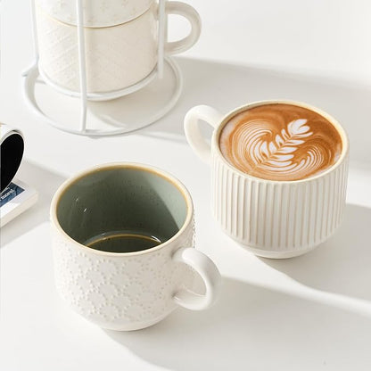 JIEMEI HOME Large Ceramic Coffee Mug Set of 4 - Image 2