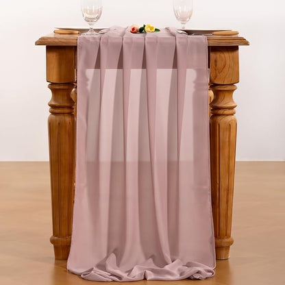 Dusty Rose Chiffon Table Runner Summer Boho Wedding Birthday Party Decor | 10ft - Image 5
