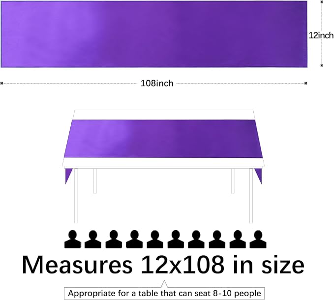 Purple Table Runners 20 Pack 12x108 inch Silk Satin Smooth Fabric | Satin Table - Image 2