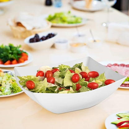 R-kay 6 Pack Square Extra Large Plastic White Serving Bowls -128 Oz White - Image 2