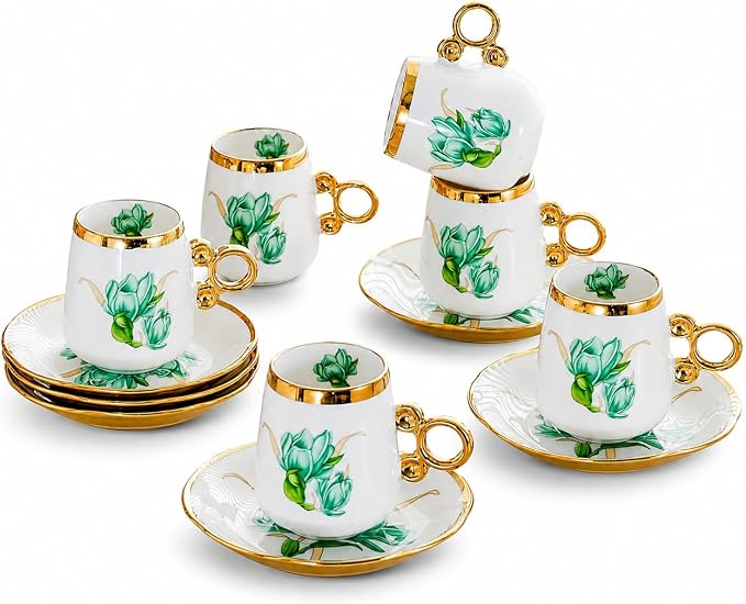 Porcelain Tea Cups and Saucers Set by Unknown