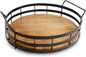 Lazy Susan Turntable Organizer with Handle, Cabinet Pantry Kitchen Countertop - Spinning Spice Rack - Large Round Serving Tray - Made Wood and Sturdy Iron Bars