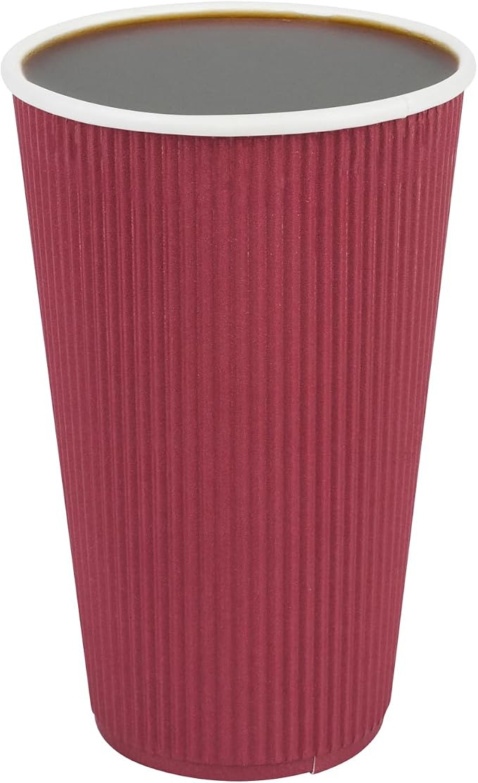 Restaurantware Ripple Wall Coffee Cups 500 Count 16 Ounce Insulated Crimson by Restaurantware