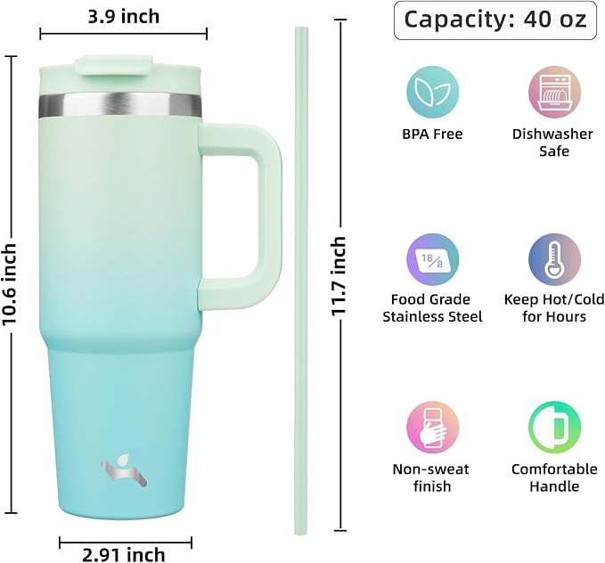 Konokyo 40 oz Insulated Tumbler Water Bottle - Image 4