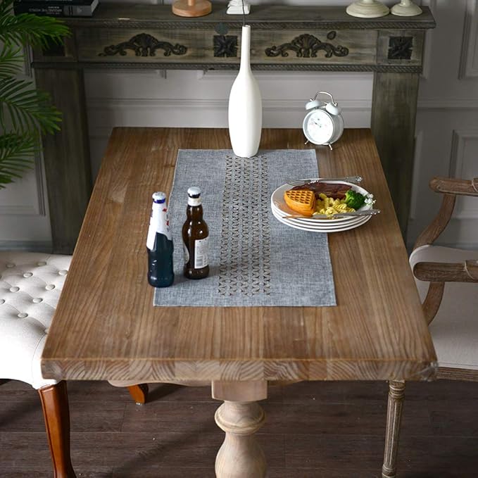 ARTABLE Gray Rectangle Fabric Table Runner Finished Edge 16 x 36 Inch | - Image 2