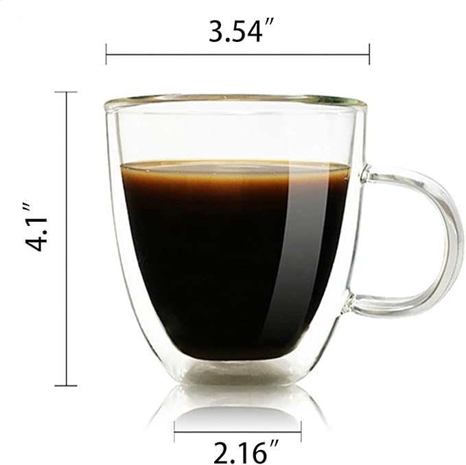 Glass Coffee Mug, Double Wall Insulated Glass Cup 12 Oz Heat-resistant Clear - Image 2