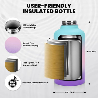 RAYMYLO Insulated Water Bottle 64 oz, Triple Wall Vacuum Stainless Steel | - Image 5