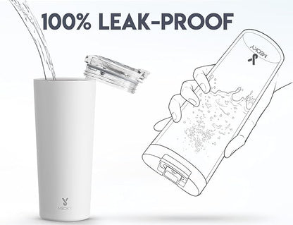 Meoky 24 oz Insulated Travel Coffee Mug: Leak Proof Lid, Ivory | Stainless - Image 5