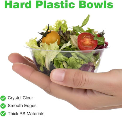 MOACOCK 100 Pack Small Clear Plastic Bowls, 12oz Hard Disposable Salad Bowls - Image 4