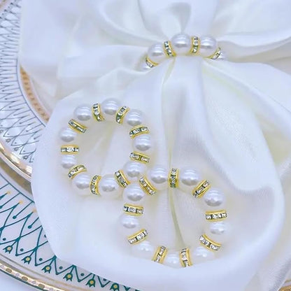 Petyoung 100Pcs Pearl Napkin Rings Set, Golden Elegant Pearl Napkin Holders, Delicate Serviette Buckles Napkin Rings for Wedding Thanksgiving Party Dinner Daily Table Decoration and Use