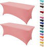 2Pack 6FT Table Cloth for Rectangular Fitted Events Stretch Pink Table Covers Washable Spandex Tablecloth Protector for Party, Wedding, Cocktail, Banquet, Festival