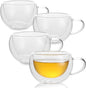 Double Wall Insulated Glass Tea Cups Set of 4, Teacups Coffee Mugs by GURUDAR