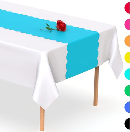 Turquoise Scallop Table Runner, Disposable Plastic, 5 Pack - Image 7