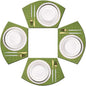 PIGCHCY Wedge Shaped Placemats for Dining Table Washable Vinyl Placemats Heat Resistant Table Mats Set of 4 (Sage Green)