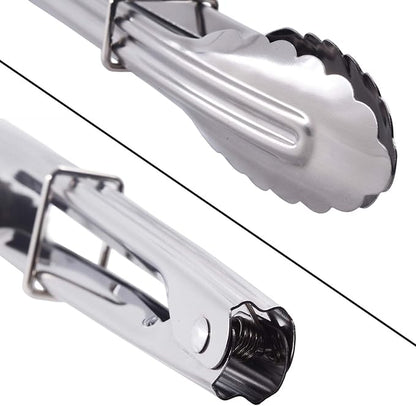 Small Stainless Steel Serving Tongs 7-Inch Salad Tongs, Set of 3 (Silver)