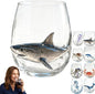 Artisanal Blue Ringed Octopus Glassware, 3D Ocean Glass Wine Glass，Shark | by Unknown