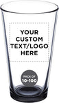 DISCOUNT PROMOS Custom Beer Pint Glasses 16 oz. Set of 10/50/100, Personalized Bulk Pack - Heavy Duty Glassware for Restaurant, Thick Base and Walls, Stackable - Black
