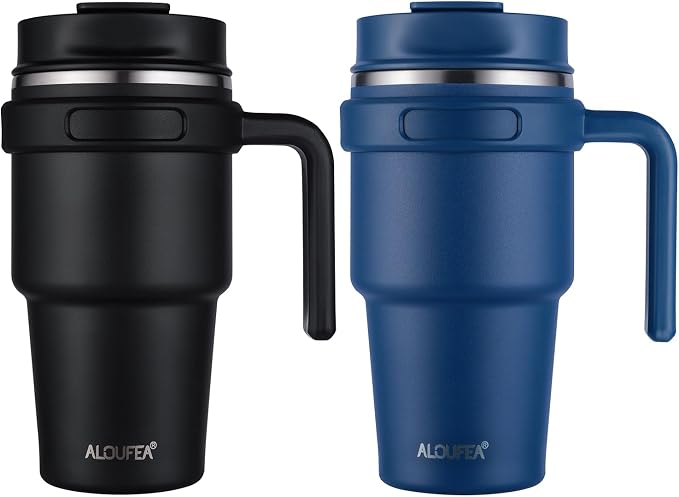20 oz Insulated Travel Coffee Mug Tumbler by ALOUFEA