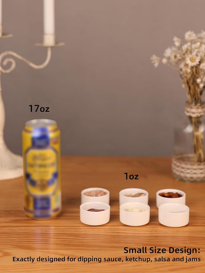 1 oz Mini Porcelain Ramekins Set of 6 （White） | Set of 6 mini ramekins - Image 3