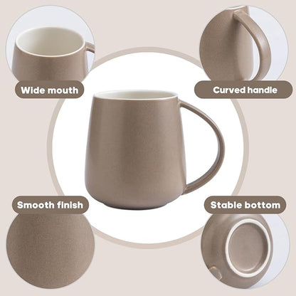 Eyoriza 15Oz Matte Ceramic Coffee Mug, Kahhi | Modern Large Coffee Cups Tea Cup - Image 3
