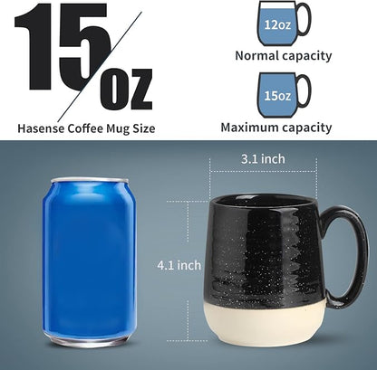 HASENSE Coffee Mugs Set of 4, 15 Ounce Ceramic Coffee Cups - Image 3