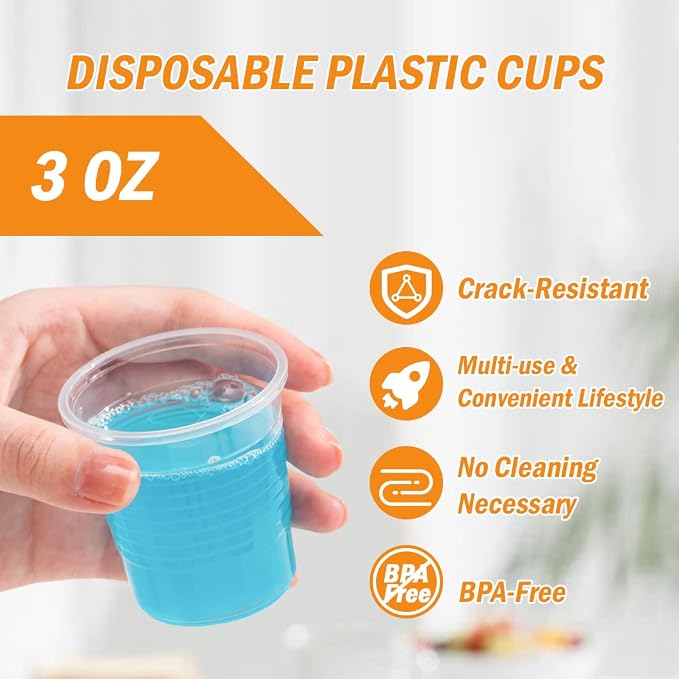 SIUQ 1500 Pack 3 oz Clear Plastic Cups, Disposable Bathroom Mouthwash Cups | - Image 6