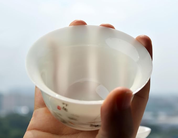 Liang baobao Ice Jade White Porcelain Gaiwan, 5oz Teacup Suet-fat Jade - Image 7