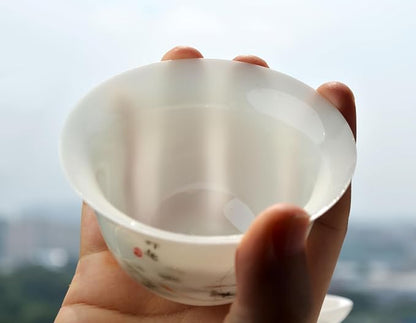 Liang baobao Ice Jade White Porcelain Gaiwan, 5oz Teacup Suet-fat Jade - Image 7