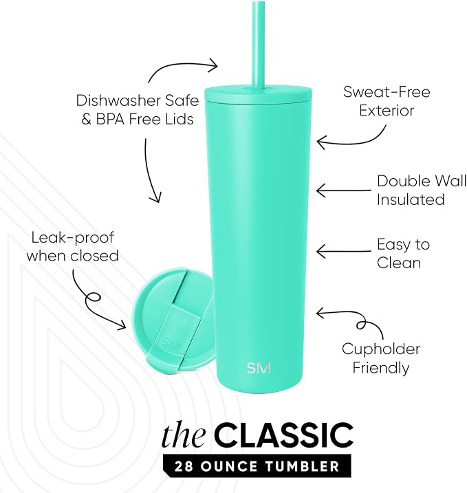 Simple Modern Iced Coffee Tumbler, Insulated | 28oz | Blue | Reusable Stainless - Image 2